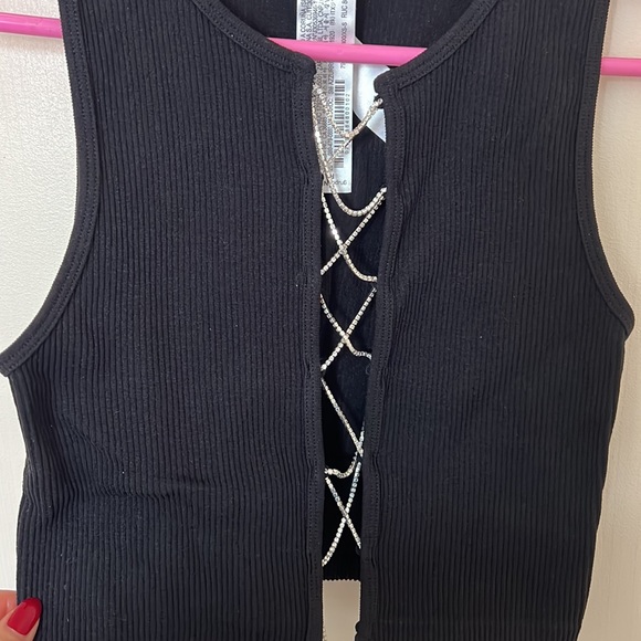 ZARA SEAMLESS RHINESTONE CROP TOP XS-S - Picture 4 of 9